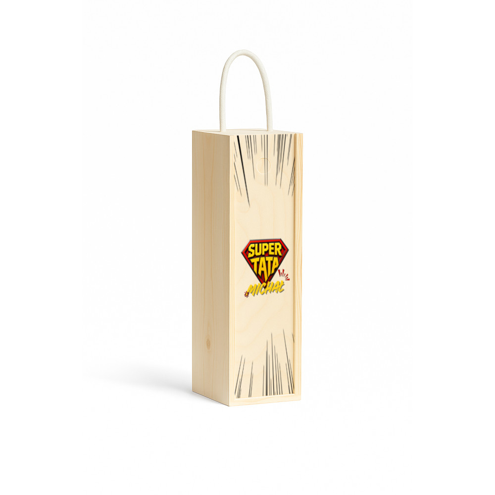 Personalizowana skrzynka drewniana na wino z nadrukiem UV 10x11x35cm