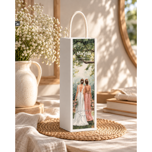 Personalizowana skrzynka drewniana na wino z nadrukiem UV 10x11x35cm