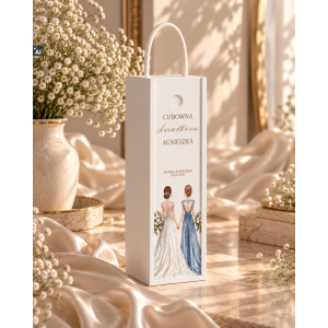 Personalizowana skrzynka drewniana na wino z nadrukiem UV 10x11x35cm