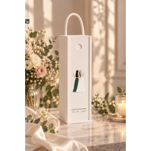 Personalizowana skrzynka drewniana na wino z nadrukiem UV 10x11x35cm