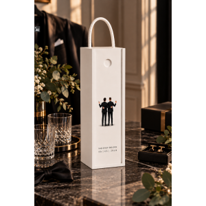 Personalizowana skrzynka drewniana na wino z nadrukiem UV 10x11x35cm