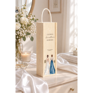 Personalizowana skrzynka drewniana na wino z nadrukiem UV 10x11x35cm