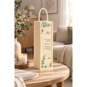 Personalizowana skrzynka drewniana na wino z nadrukiem UV 10x11x35cm