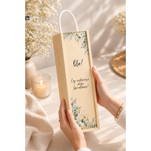 Personalizowana skrzynka drewniana na wino z nadrukiem UV 10x11x35cm