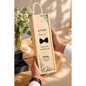 Personalizowana skrzynka drewniana na wino z nadrukiem UV 10x11x35cm