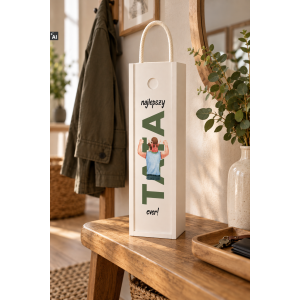 Personalizowana skrzynka drewniana na wino z nadrukiem UV 10x11x35cm