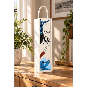 Personalizowana skrzynka drewniana na wino z nadrukiem UV 10x11x35cm