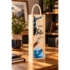 Personalizowana skrzynka drewniana na wino z nadrukiem UV 10x11x35cm