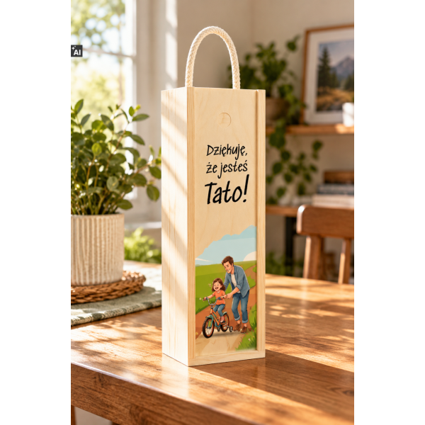 Personalizowana skrzynka drewniana na wino z nadrukiem UV 10x11x35cm