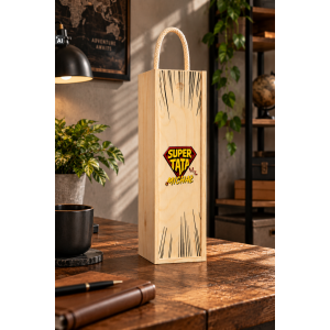 Personalizowana skrzynka drewniana na wino z nadrukiem UV 10x11x35cm