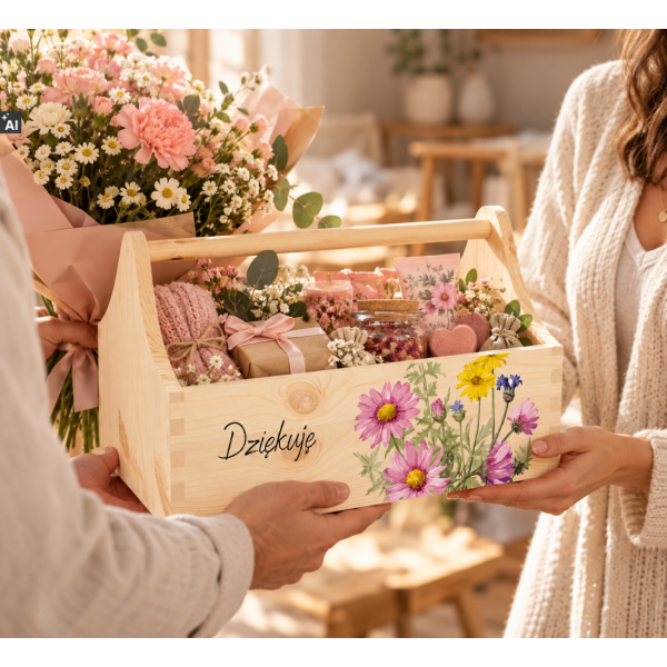 Personalizowany narzędziownik dla Mamy i – drewniany organizer prezent na Dzień Mamy