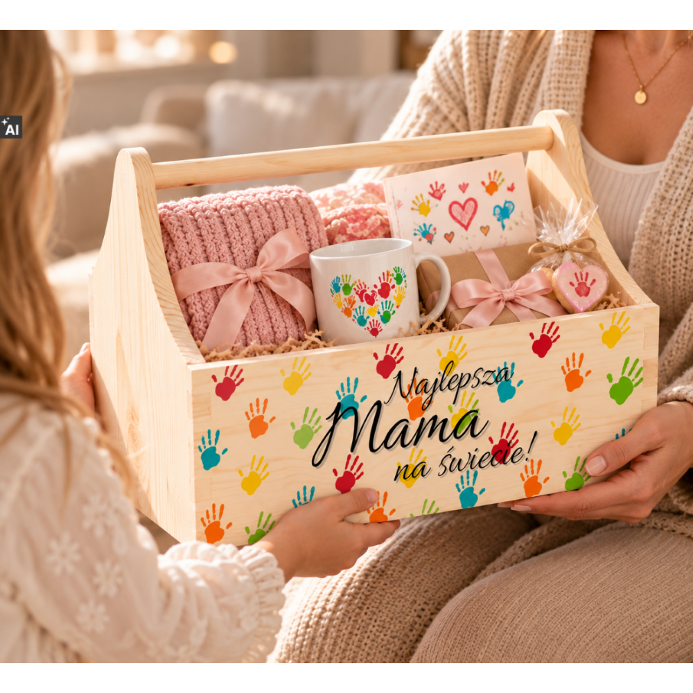 Personalizowany narzędziownik dla Mamy i – drewniany organizer prezent na Dzień Mamy