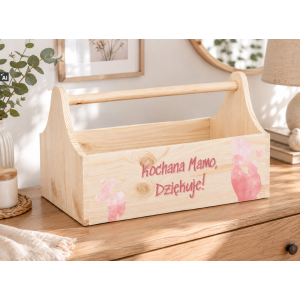 Personalizowany narzędziownik dla Mamy i – drewniany organizer prezent na Dzień Mamy