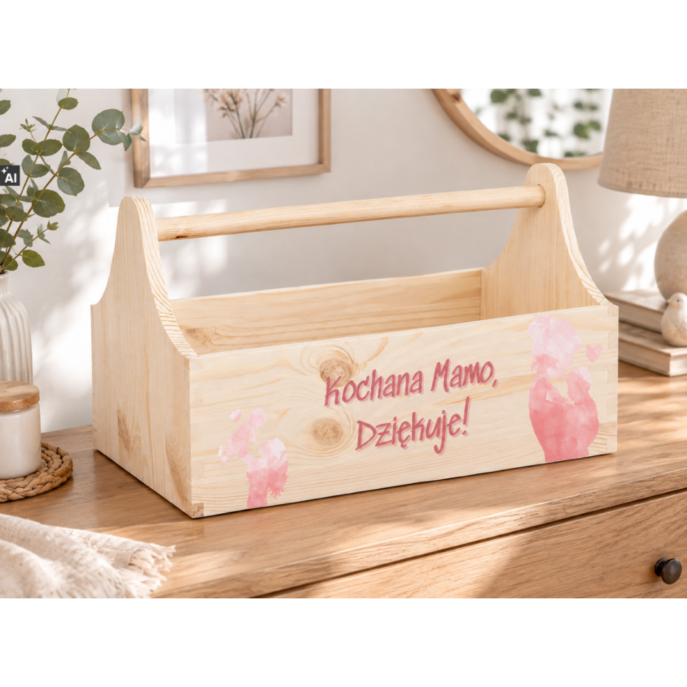 Personalizowany narzędziownik dla Mamy i – drewniany organizer prezent na Dzień Mamy