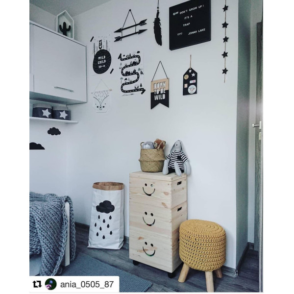 Skrzynka drewniana 40x30x23 cm Uśmiech