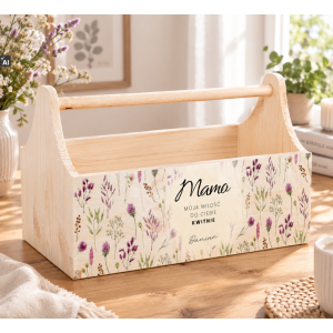 Personalizowany narzędziownik dla Mamy i – drewniany organizer prezent na Dzień Mamy