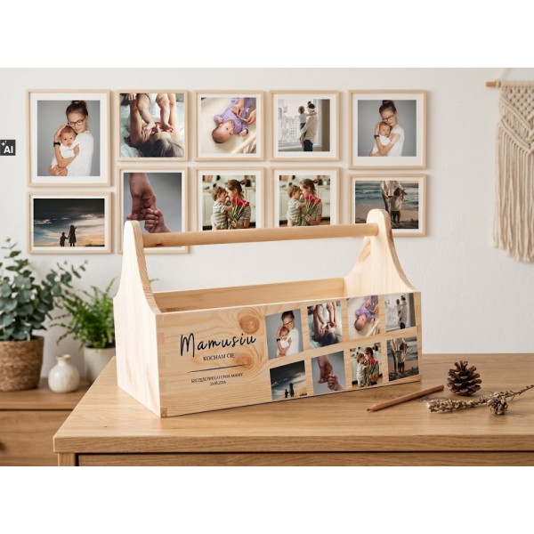 Personalizowany narzędziownik dla Mamy i – drewniany organizer prezent na Dzień Mamy