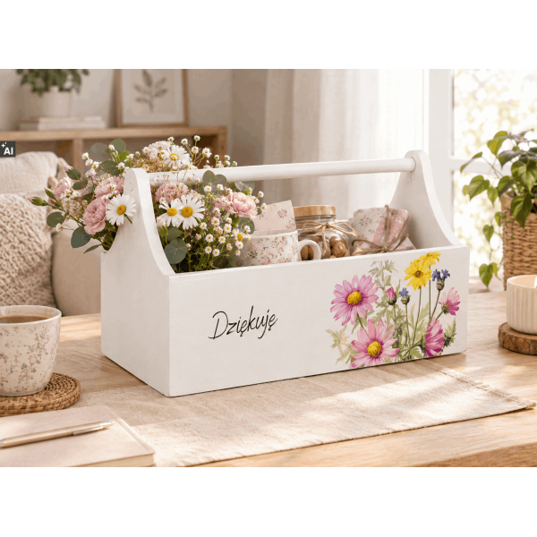 Personalizowany narzędziownik dla Mamy i – drewniany organizer prezent na Dzień Mamy
