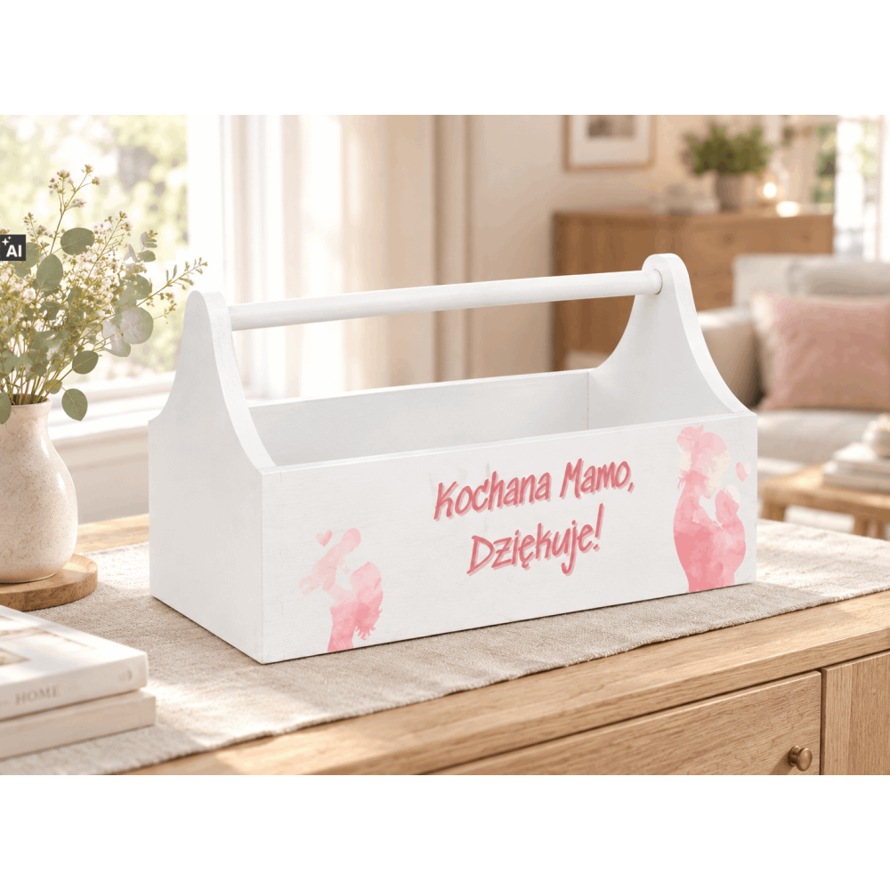Personalizowany narzędziownik dla Mamy i – drewniany organizer prezent na Dzień Mamy