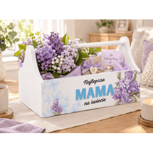 Personalizowany narzędziownik dla Mamy i – drewniany organizer prezent na Dzień Mamy