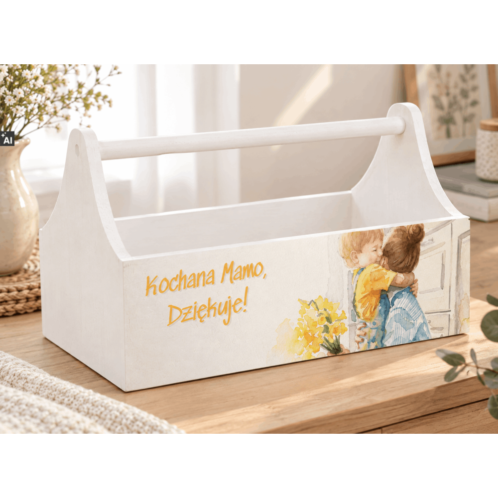 Personalizowany narzędziownik dla Mamy i – drewniany organizer prezent na Dzień Mamy