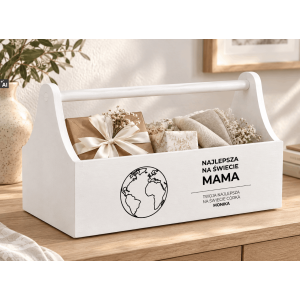 Personalizowany narzędziownik dla Mamy i – drewniany organizer prezent na Dzień Mamy