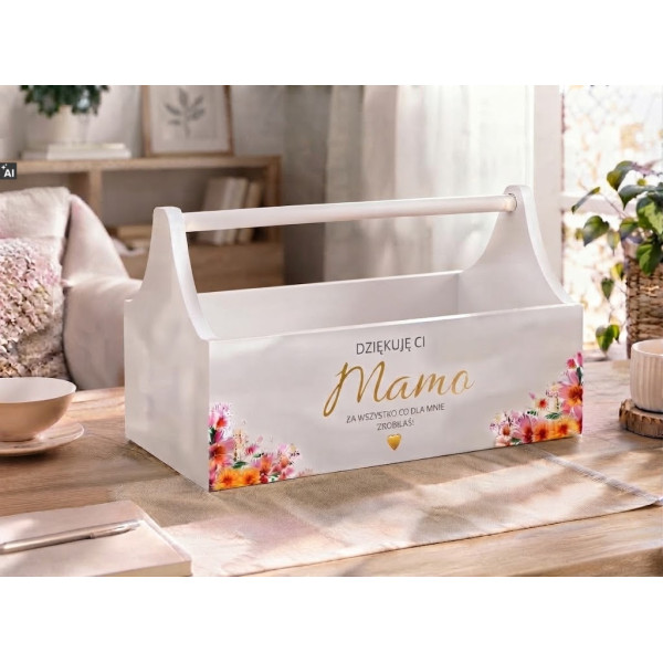 Personalizowany narzędziownik dla Mamy i – drewniany organizer prezent na Dzień Mamy