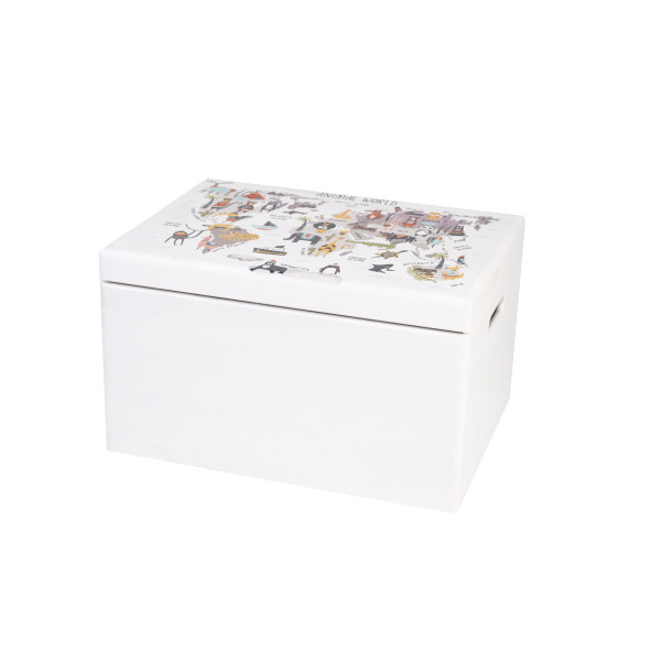 Skrzynka drewniana z deklem 40x30x23 /315201UVI NADRUK MAPA /SIGNAL WHITE