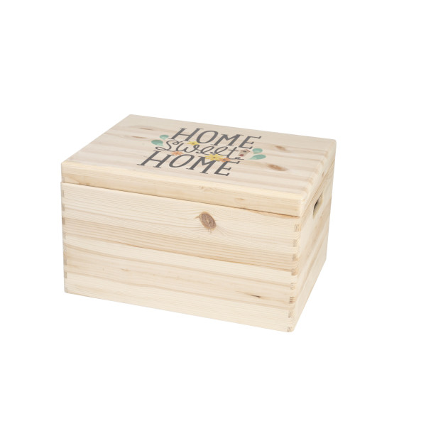 Skrzynka drewniana z deklem 40x30x23 /3152.UV.III NADRUK HOME SWEET HOME Skrzynka drewniana z deklem 40x30x23 /3152.UV.III NADRUK HOME SWEET HOME