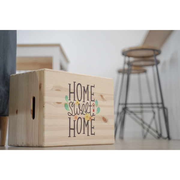 Skrzynka drewniana z deklem 40x30x23 /3152.UV.III NADRUK HOME SWEET HOME Skrzynka drewniana z deklem 40x30x23 /3152.UV.III NADRUK HOME SWEET HOME