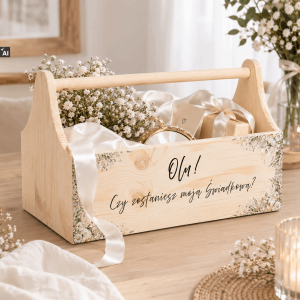 Personalizowany Drewniany Narzędziownik dla Świadków z nadrukiem UV