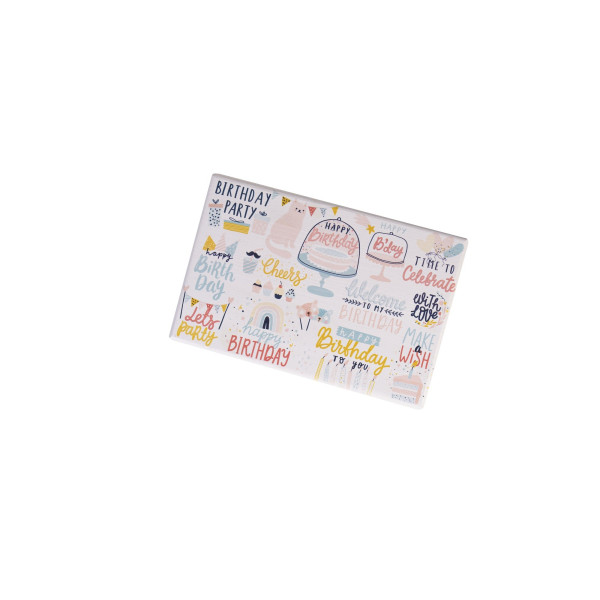 Skrzynka drewniana z deklem 30x20x13,5 /3150.0.1UV.XXII NADRUK BIRTHDAY PARTY/ SIGNAL WHITE