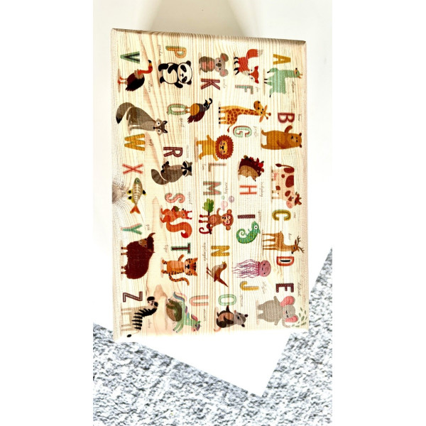 Skrzynka drewniana z deklem 30x20x13,5 /3150.UV.II NADRUK ZWIERZAKI