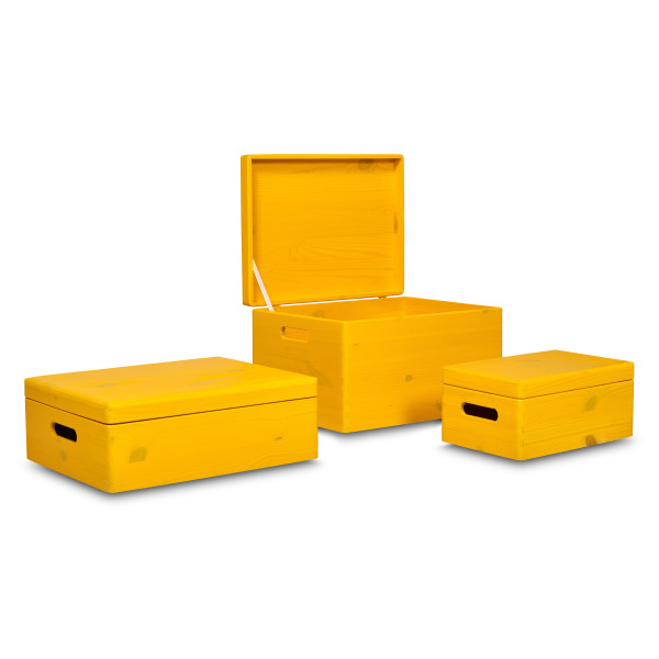 Skrzynka drewniana z deklem 40x30x23cm Signal yellow