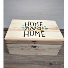 Skrzynka drewniana z deklem 30x20x13,5 /3150.UV.3 NADRUK HOME SWEET HOME