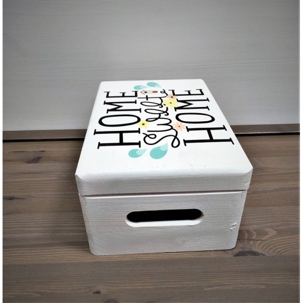 Skrzynka drewniana z deklem 30x20x13,5 /3150.01.UV.3 HOME SWEET HOME /SIGNAL WHITE