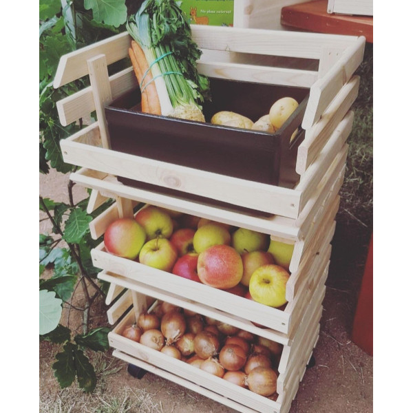 Warzywniak drewniany 39x30x75 cm na kółkach
