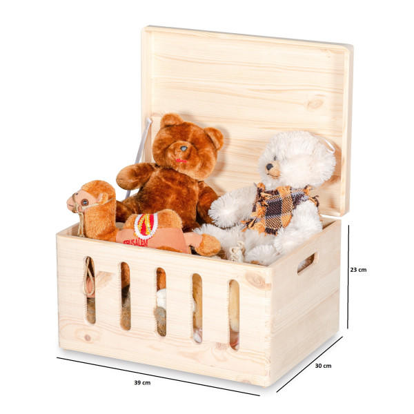 Skrzynka drewniana z deklem 40x30x23cm Natural wood