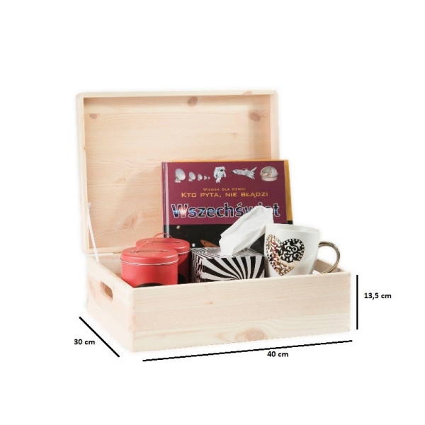 Skrzynka drewniana z deklem 40x30x13,5 cm Natural wood Skrzynka drewniana z deklem 40x30x13,5 cm Natural wood