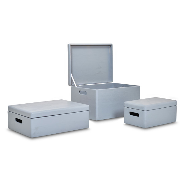 Skrzynka drewniana z deklem 40x30x23cm Silver grey