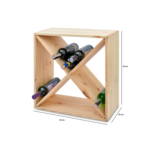 Regał drewniany na wino krzyżak 52x25x52 cm Regał drewniany na wino krzyżak 52x25x52 cm