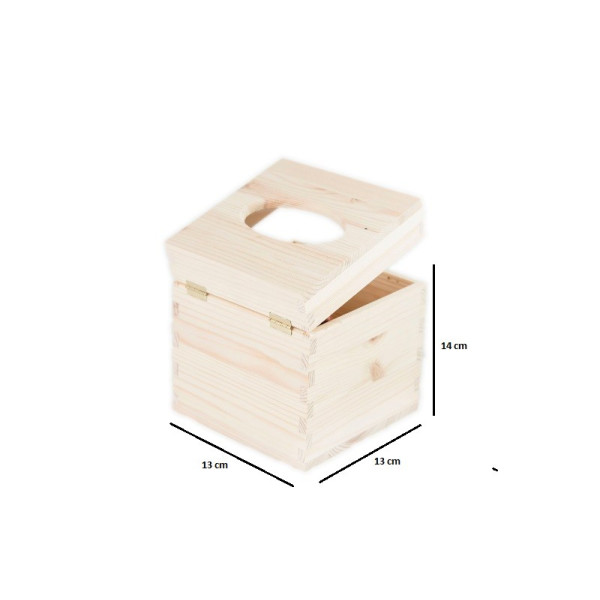 Chustecznik drewniany 13x13x14 cm Natural wood