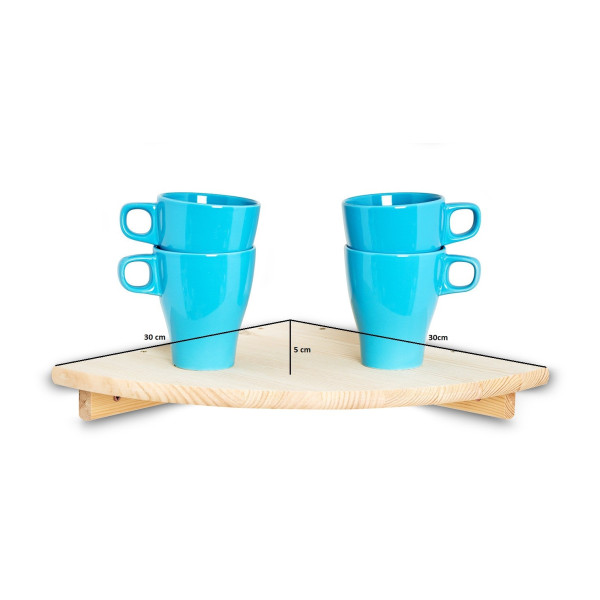 Półka drewniana narożna 30x30 cm Natural wood