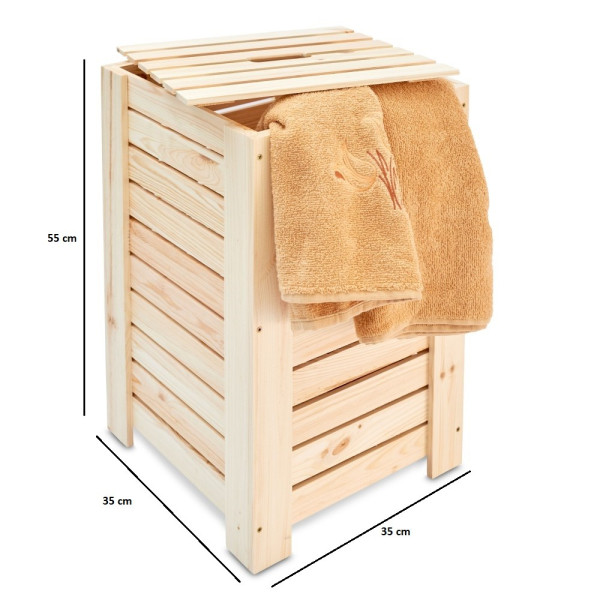 Kosz na bieliznę drewniany 35x25x55 cm Natural wood