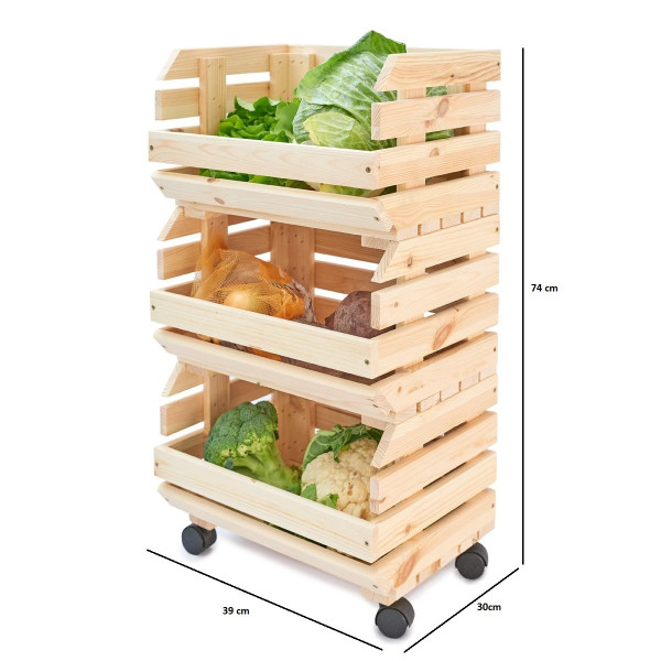 Warzywniak drewniany 39x30x75 cm na kółkach
