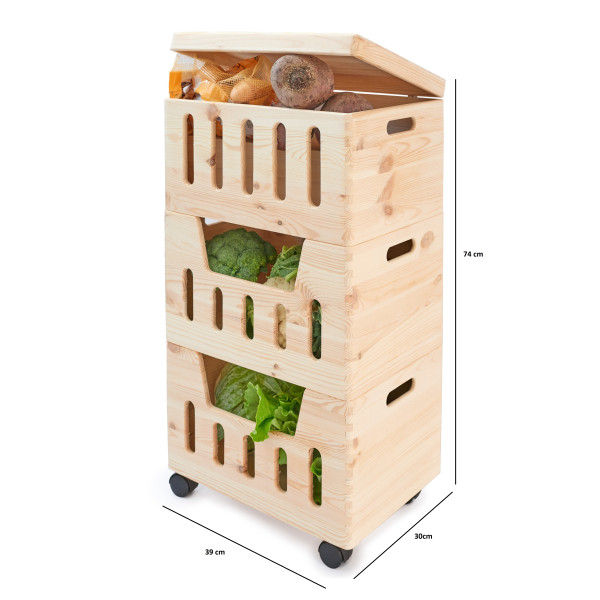 Trio z wybraniami drewniane 39x30x74 cm Natural wood Trio z wybraniami drewniane 39x30x74 cm Natural wood