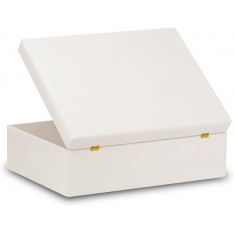 Skrzynka drewniana z deklem 40x30x13,5 cm bez uchwytów Biała
