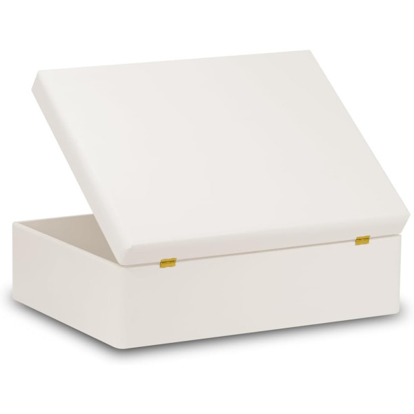 Skrzynka drewniana z deklem 40x30x13,5 cm bez uchwytów Biała