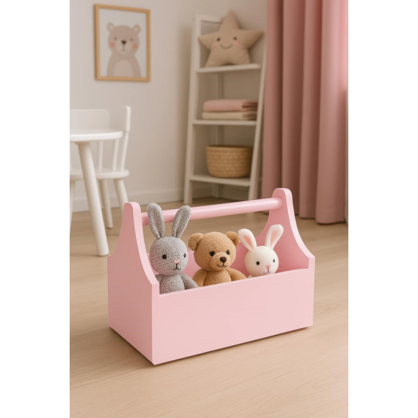 Narzędziownik-nosidełko drewniany 34x18x20,5 cm Light pink