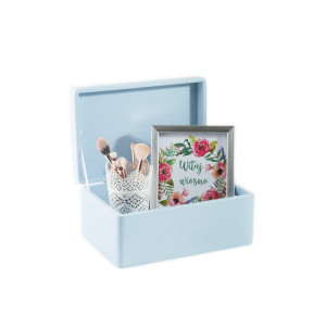 Skrzynka drewniana z deklem 30x20x13,5 cm Pastel blue